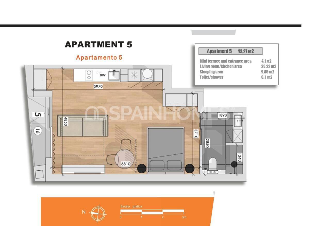 Appartamento a Torrevieja, Alicante, Spagna 1 camera da letto, 43 mq. N° 183651