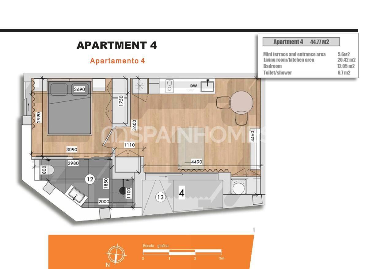 Appartamento a Torrevieja, Alicante, Spagna 1 camera da letto, 43 mq. N° 183651