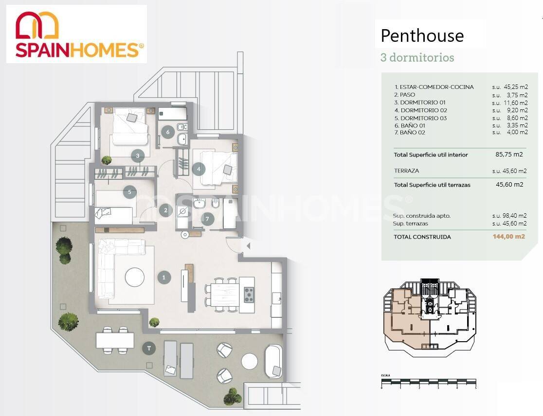 Apartment in Calpe, Alicante, Spain 3 bedrooms, 80 sq.m. No. 107569