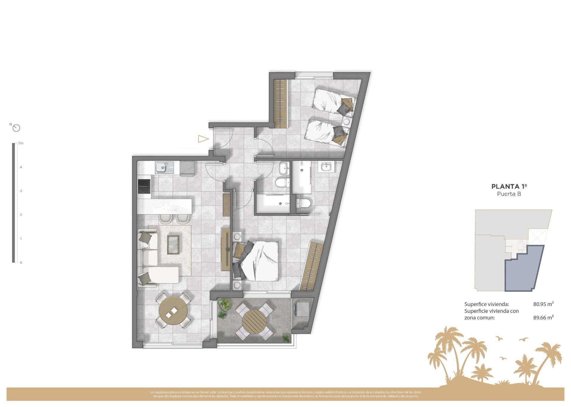 Apartment à Guardamar del Segura, Alicante, Espagne 2 chambres, 72 m2 No. 155024