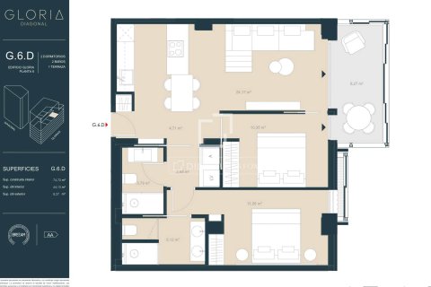 Dzīvoklis pārdošanā Barcelona, Spānijā 2 istabas, 75 m2 Nr. 150795 - attēls 8