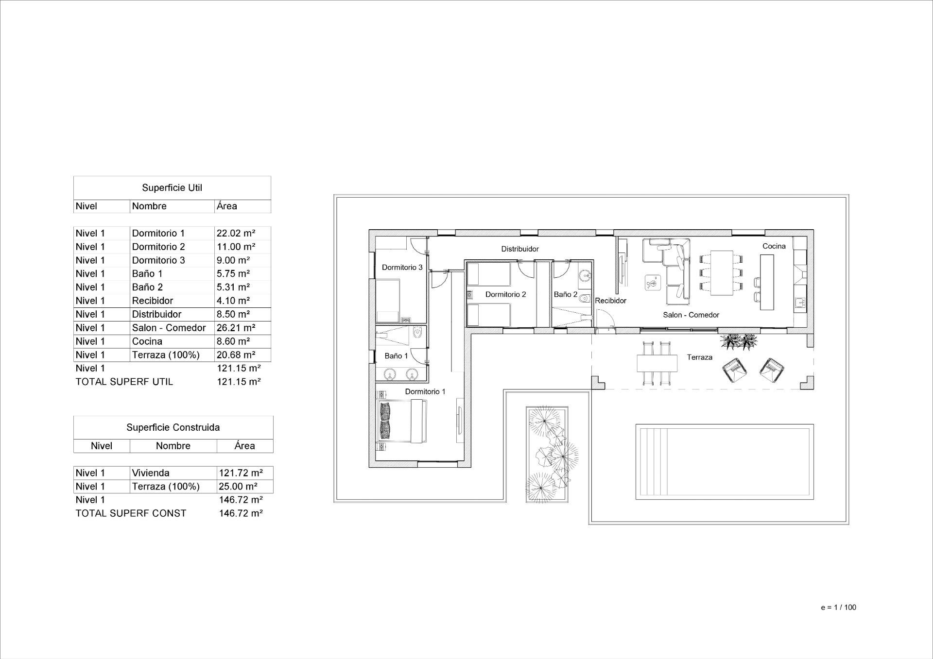 Villa a La Romana, Alicante, Spagna 3 camere da letto, 146 mq. N° 135055