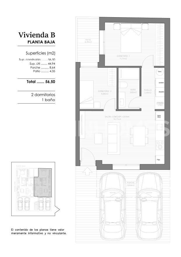 Dzīvoklis Benejuzar, Alicante, Spānijā 2 istabas, 56 m2 Nr. 183653