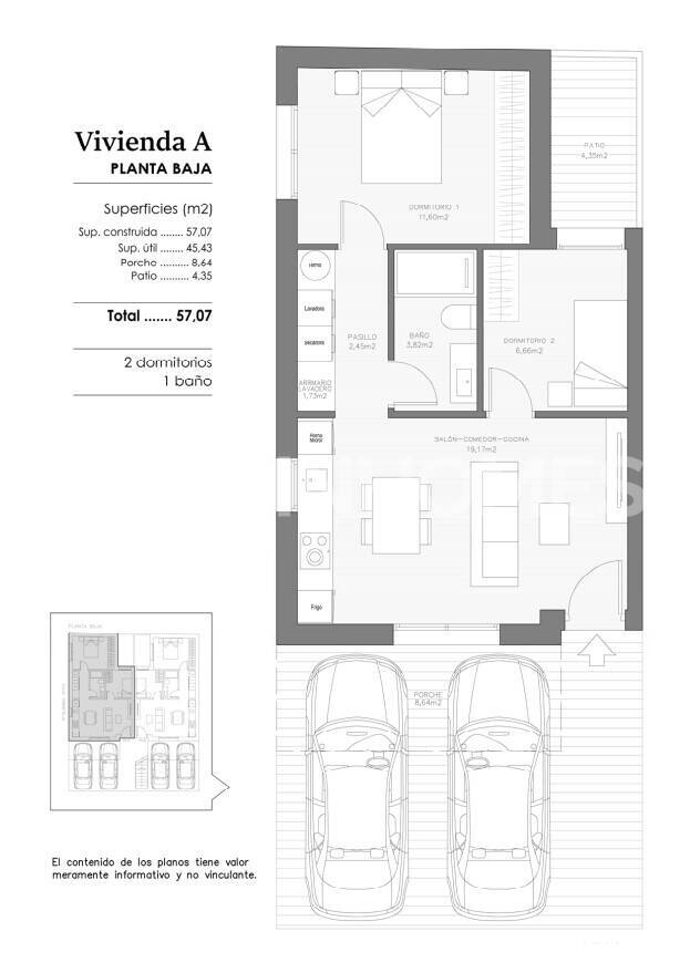 Dzīvoklis Benejuzar, Alicante, Spānijā 2 istabas, 56 m2 Nr. 183653