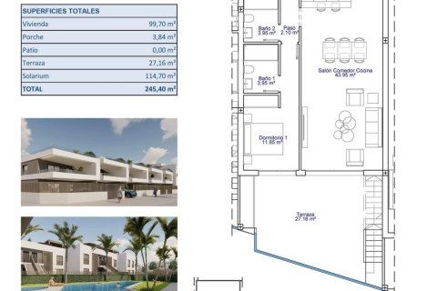 Bungalow till salu i Pilar de la Horadada, Alicante, Spanien 2 sovrum, 99 kvm. Nr. 161194 - foto 14