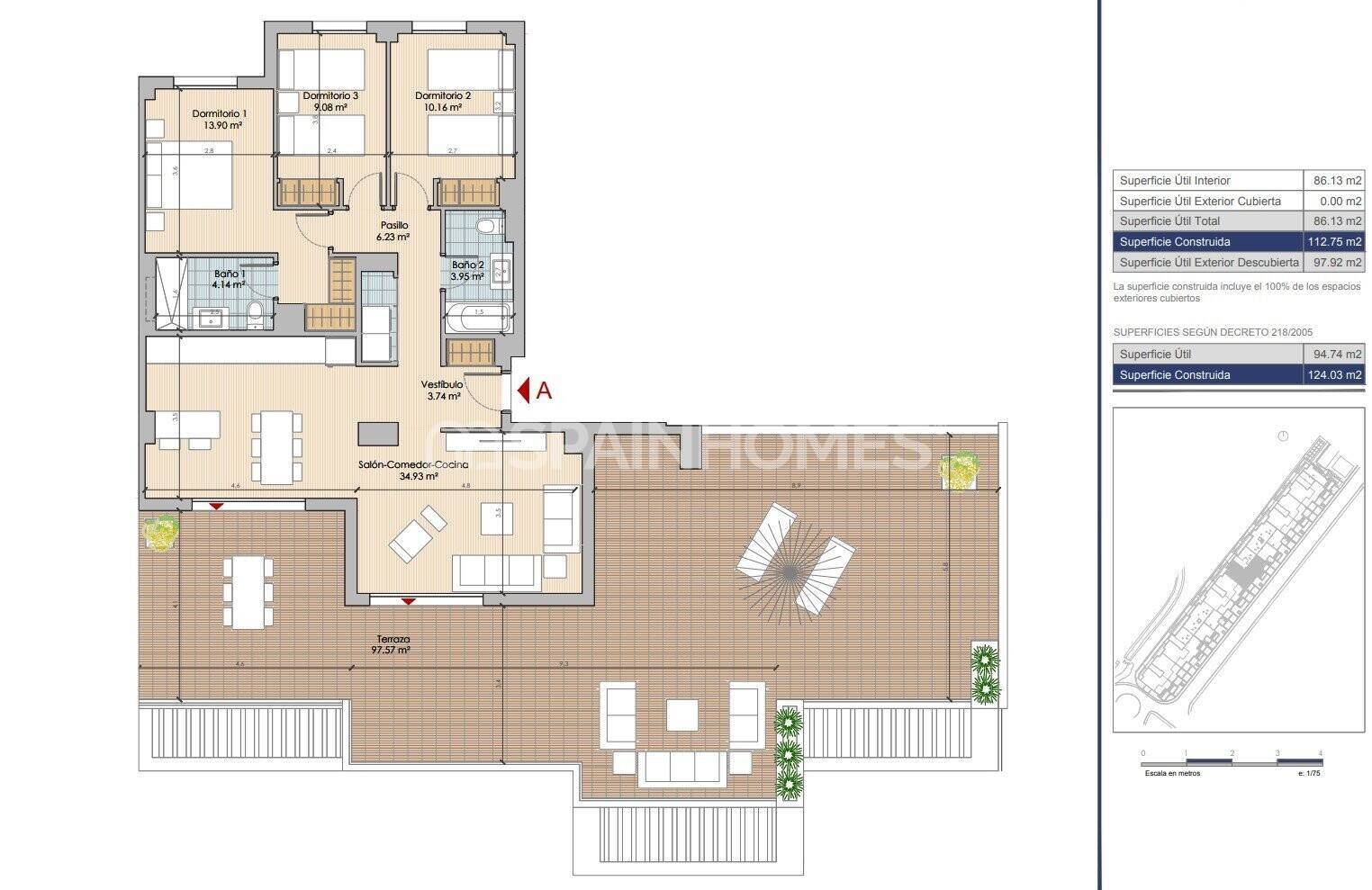 Kattohuoneisto Benalmadena, Malaga, Espanja 2 makuuhuonetta, 77 m2 No. 143605