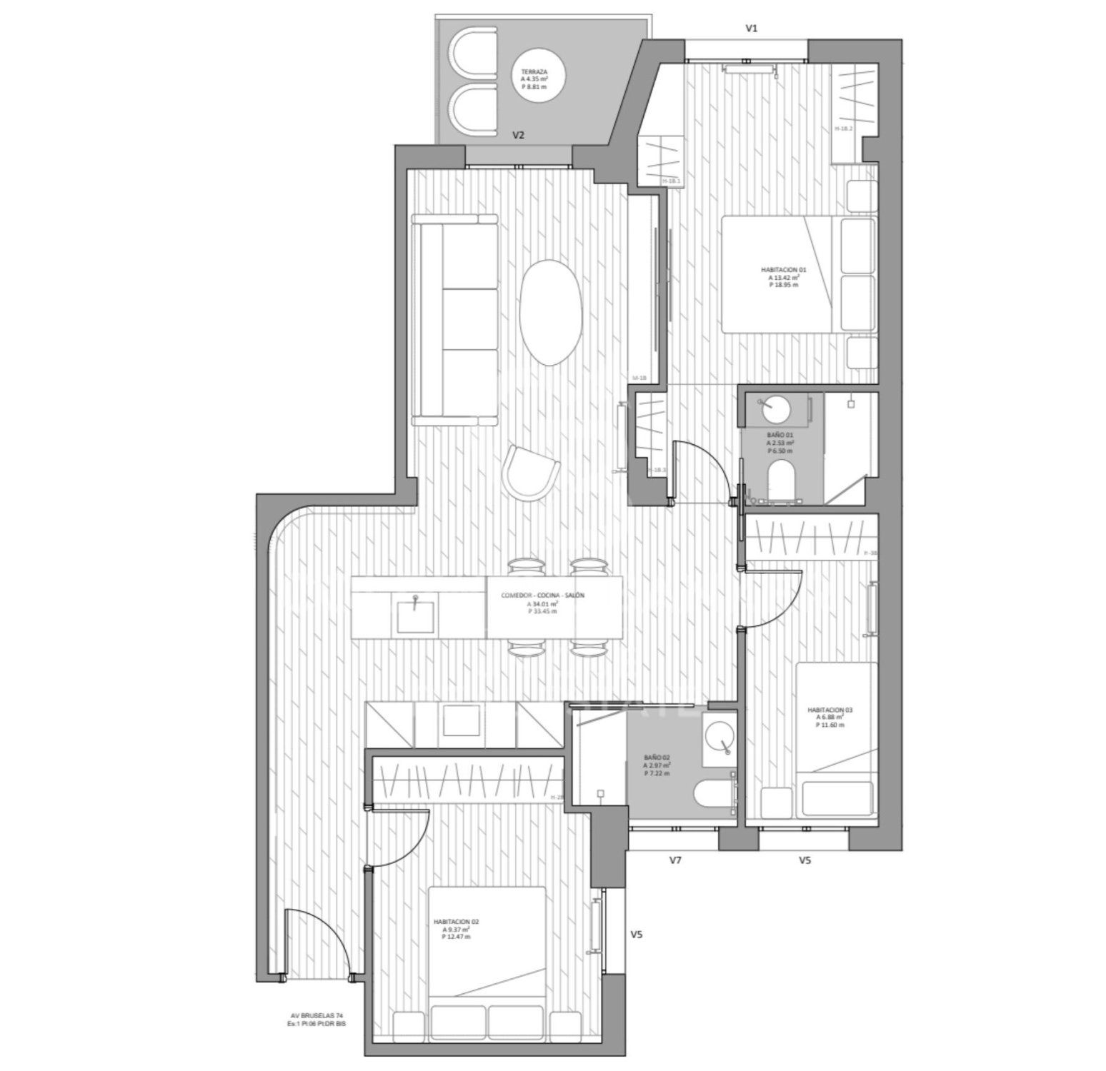Apartment in Madrid, Spain 3 bedrooms, 103 sq.m. No. 179057