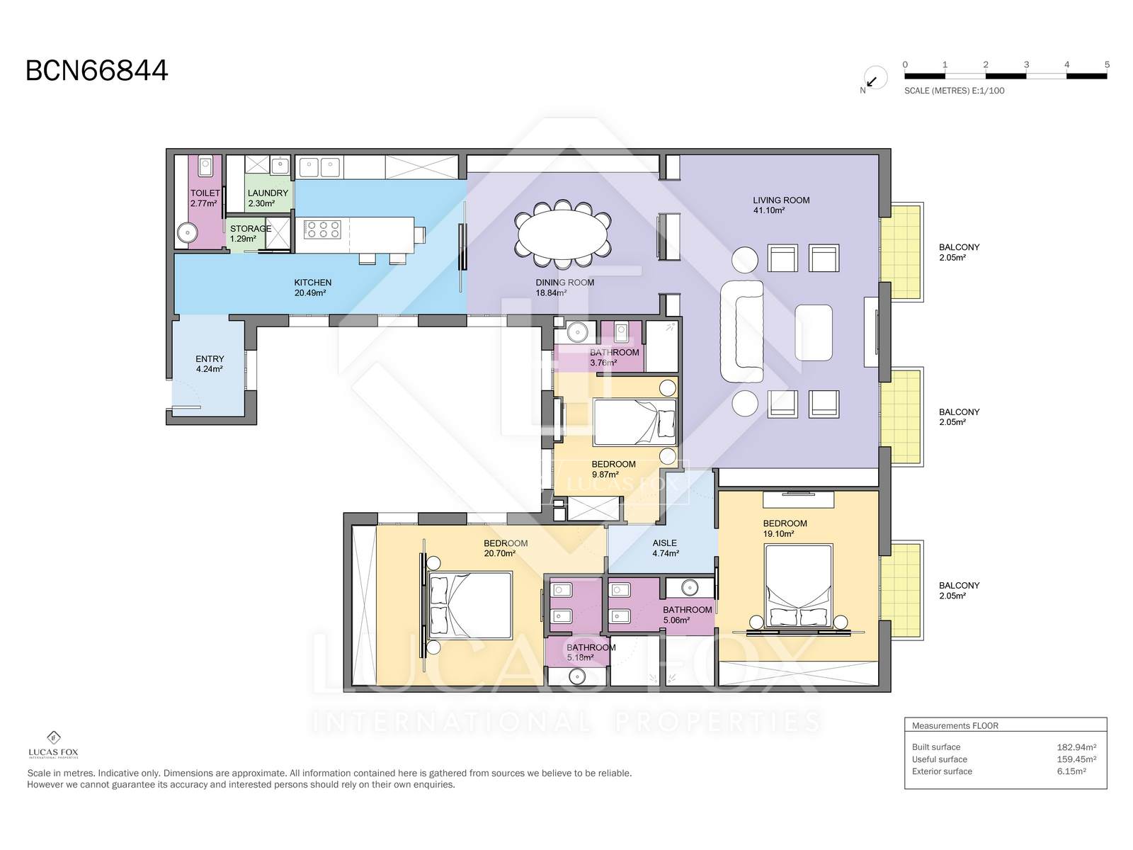 Huoneisto Barcelona, Espanja 3 makuuhuonetta, 183 m2 No. 164626