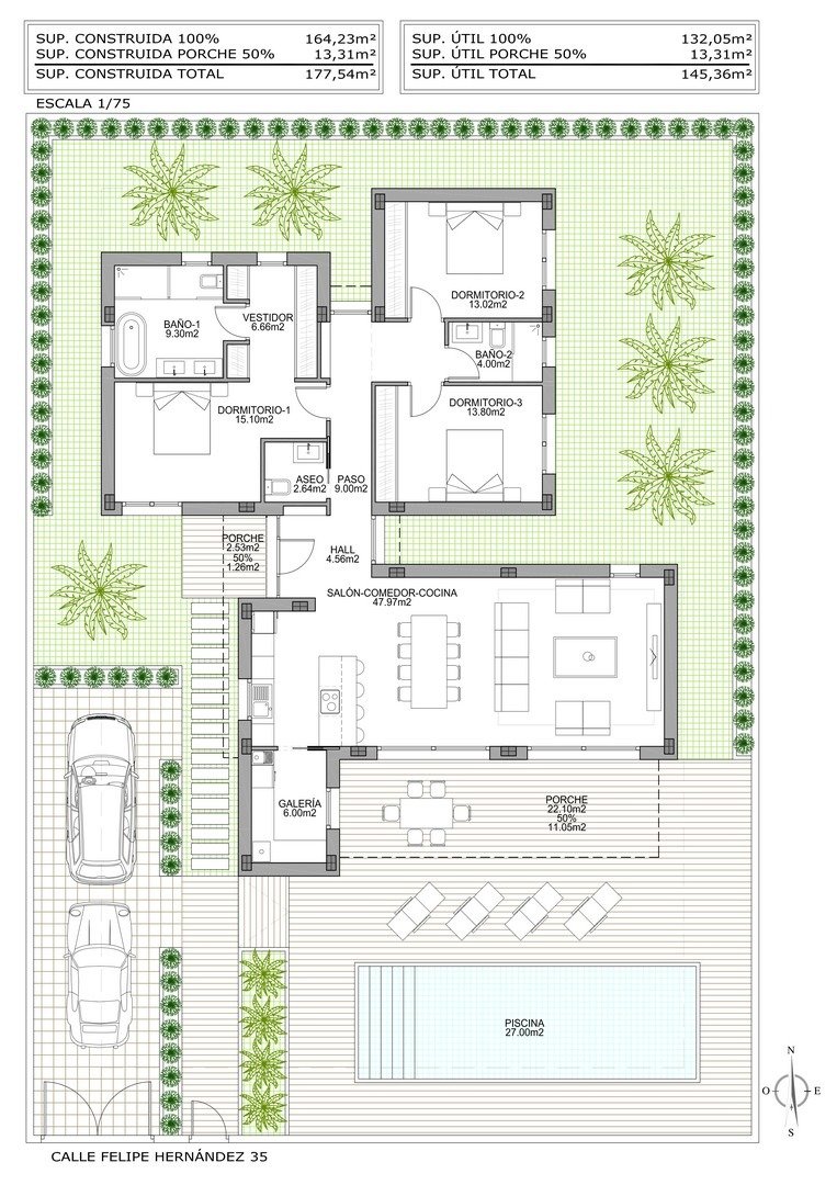 Villa i Ciudad Quesada, Alicante, Spanien 3 sovrum, 178 kvm. Nr. 135065
