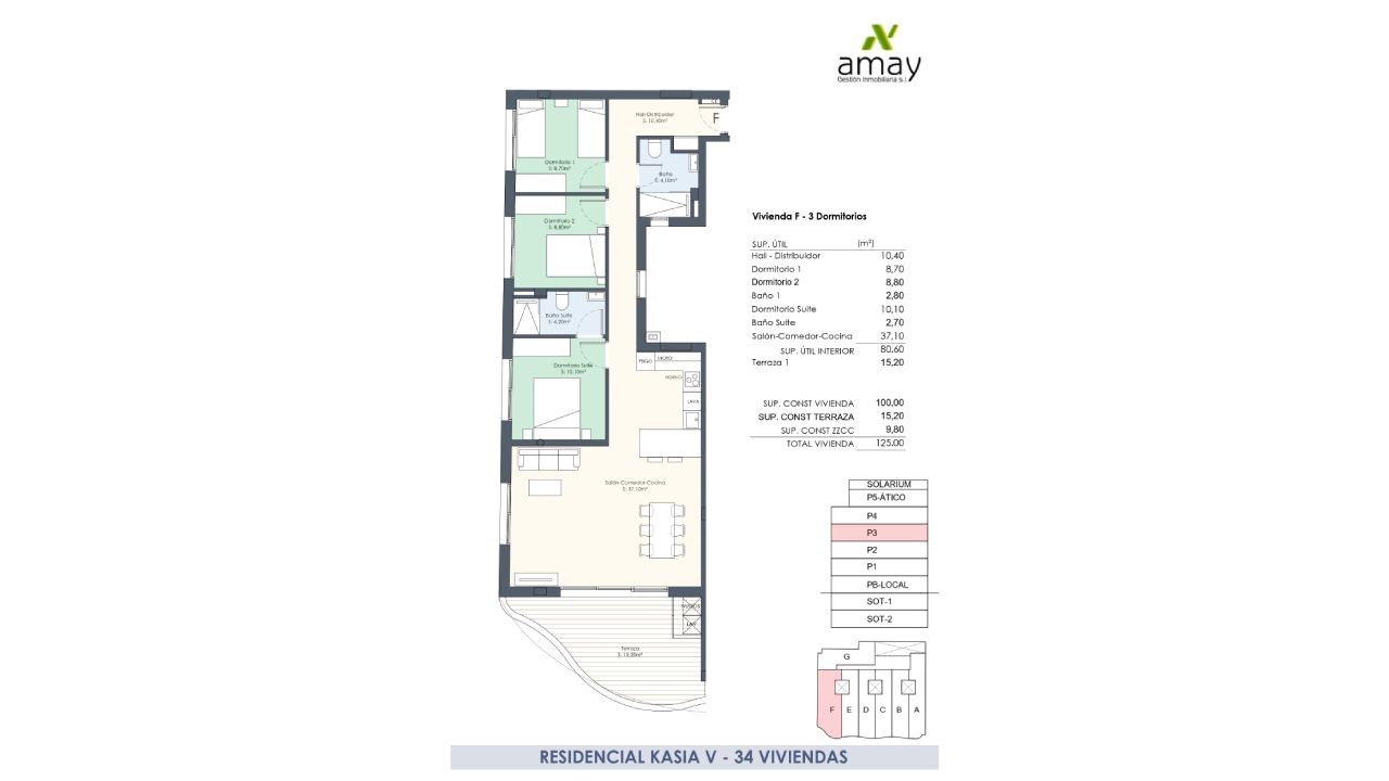 Apartment in Kasia V, Torrevieja, Alicante, Spa, 3 bedrooms, 80.6 sq.m. No. 105533