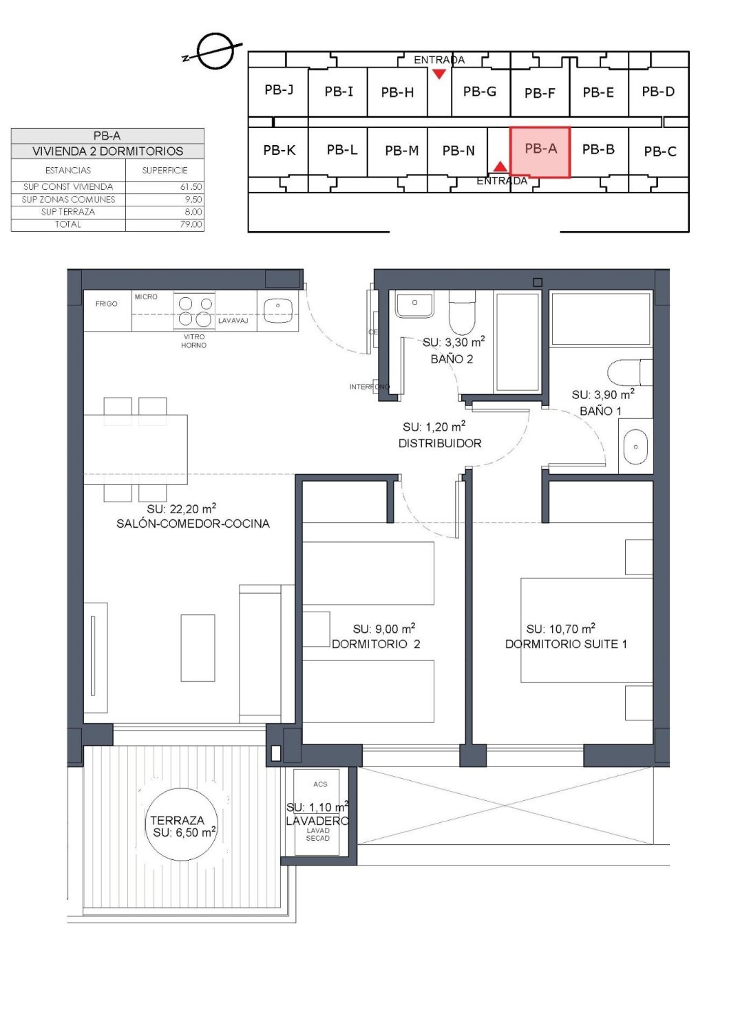 Apartment à Ciudad Quesada, Alicante, Espagne 2 chambres, 61 m2 No. 135249