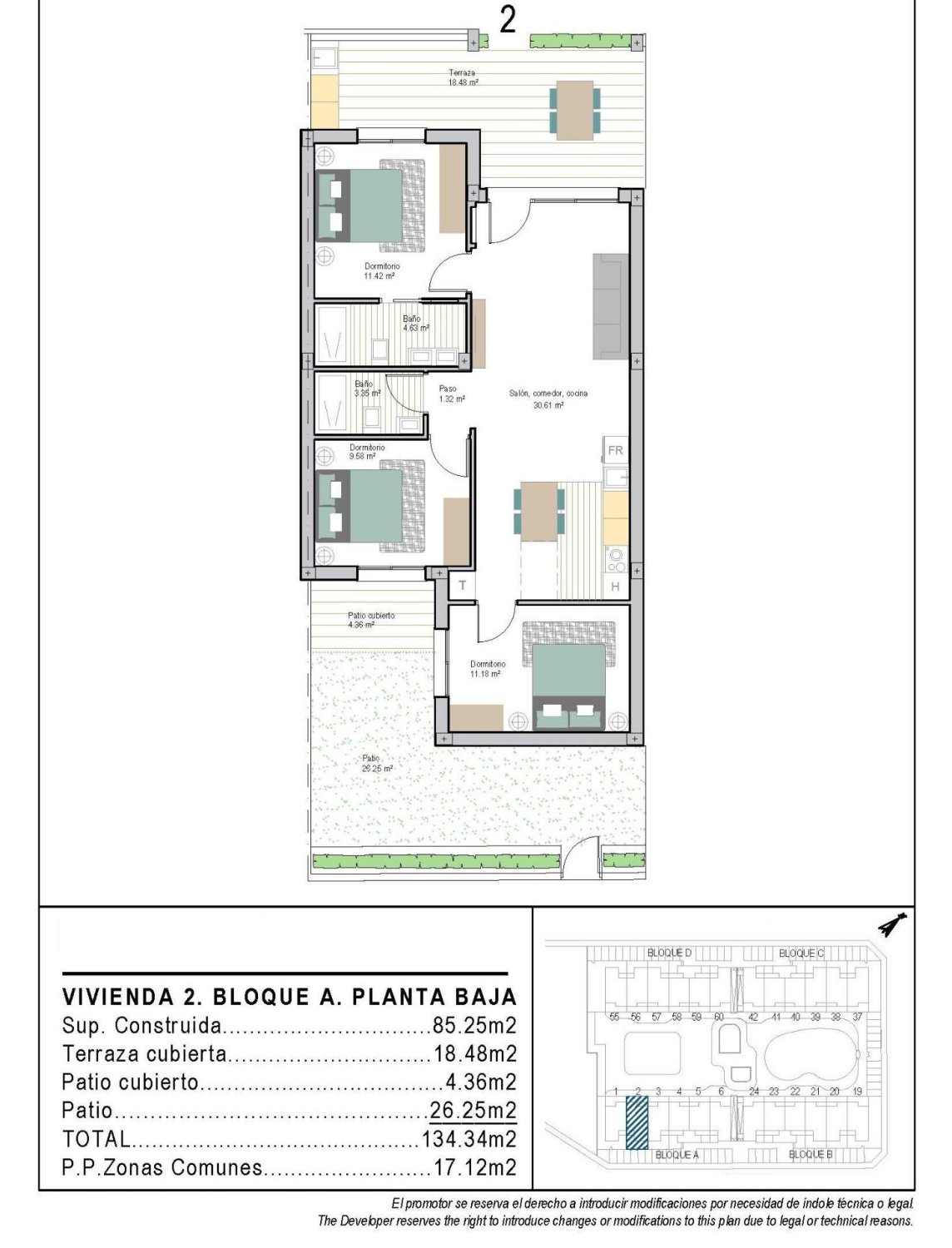 Huoneisto Torre-Pacheco, Murcia, Espanja 3 makuuhuonetta, 85 m2 No. 161263