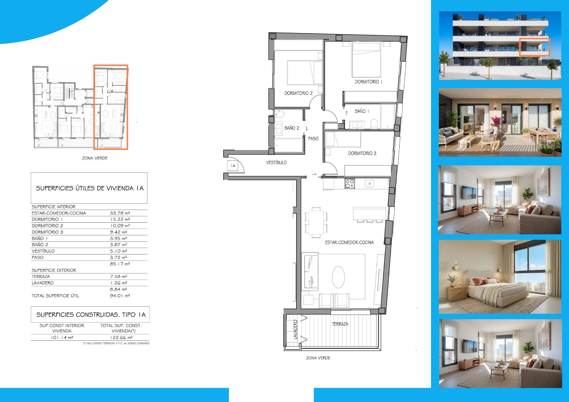 Apartamento en Benijófar, Alicante, España 3 dormitorios, 122 m2 No. 193172