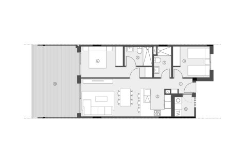 Layout 2 bedroom, 83,28 sq.m. in Sunset Village in La Hoya, Torrevieja, Spain №155222