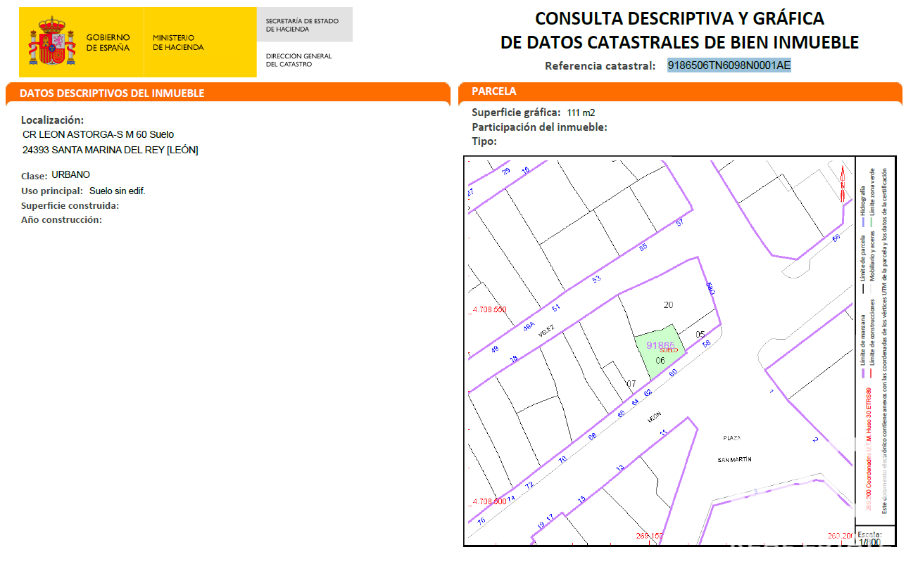 Terreno a Santa Marina del Rey, Leon, Spagna 111 mq. N° 194362