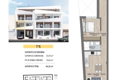 Huoneisto myytävänä Torrevieja, Alicante, Espanja, 1 makuuhuone, 61 m2 No. 171762 - kuva 9