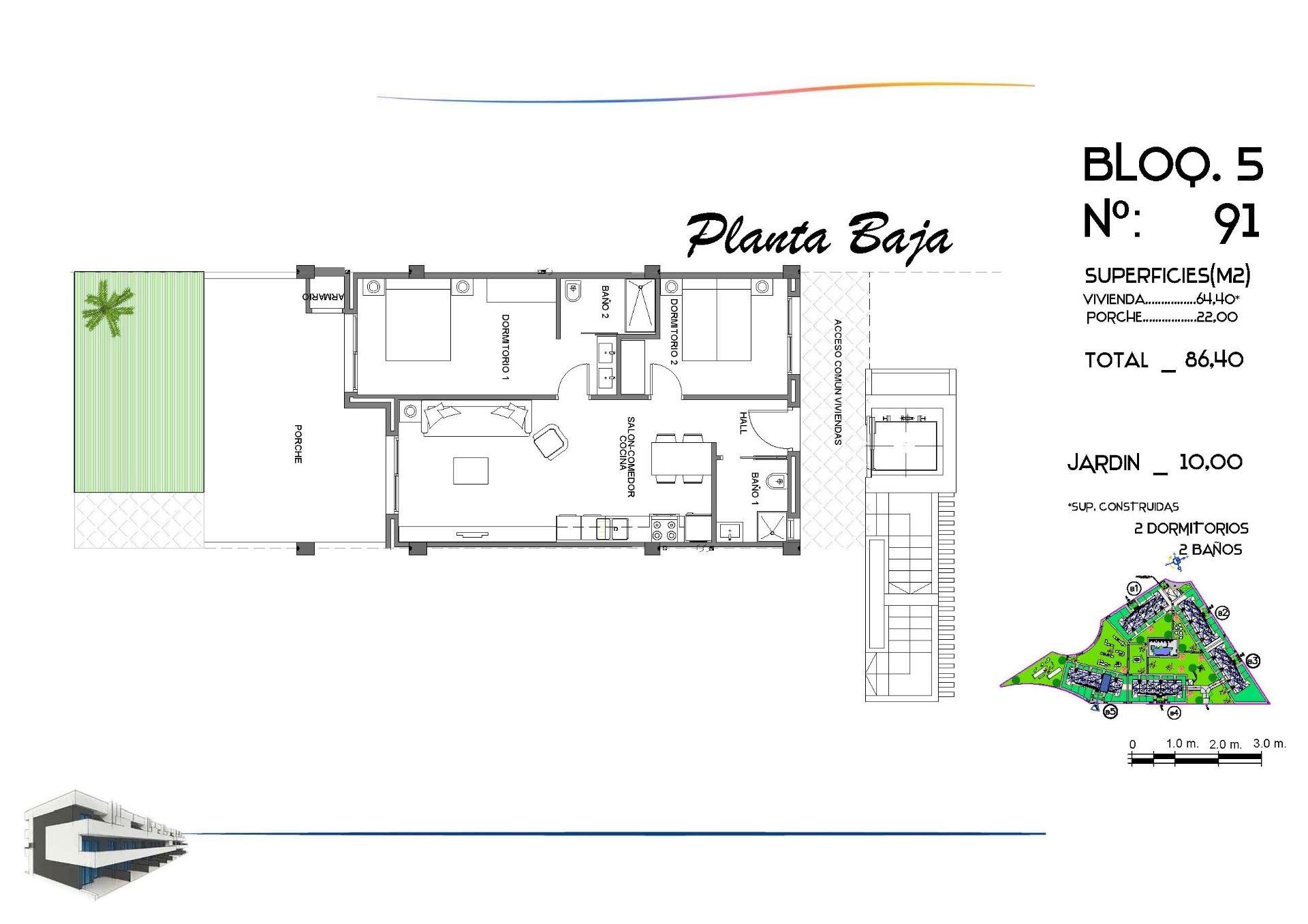 Apartament w Guardamar del Segura, Alicante, Hiszpania 2 sypialnie, 86 mkw. nr 148814