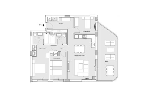 Layout 3 bedrooms, 147.79 sq.m. in Salinas Towers in Calpe, Alicante, Spain №147170