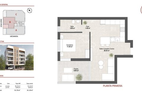 Продажа квартиры в Сан-Педро-дель-Пинатар, Мурсия, Испания 1 спальня, 61м2 №152174 - фото 15