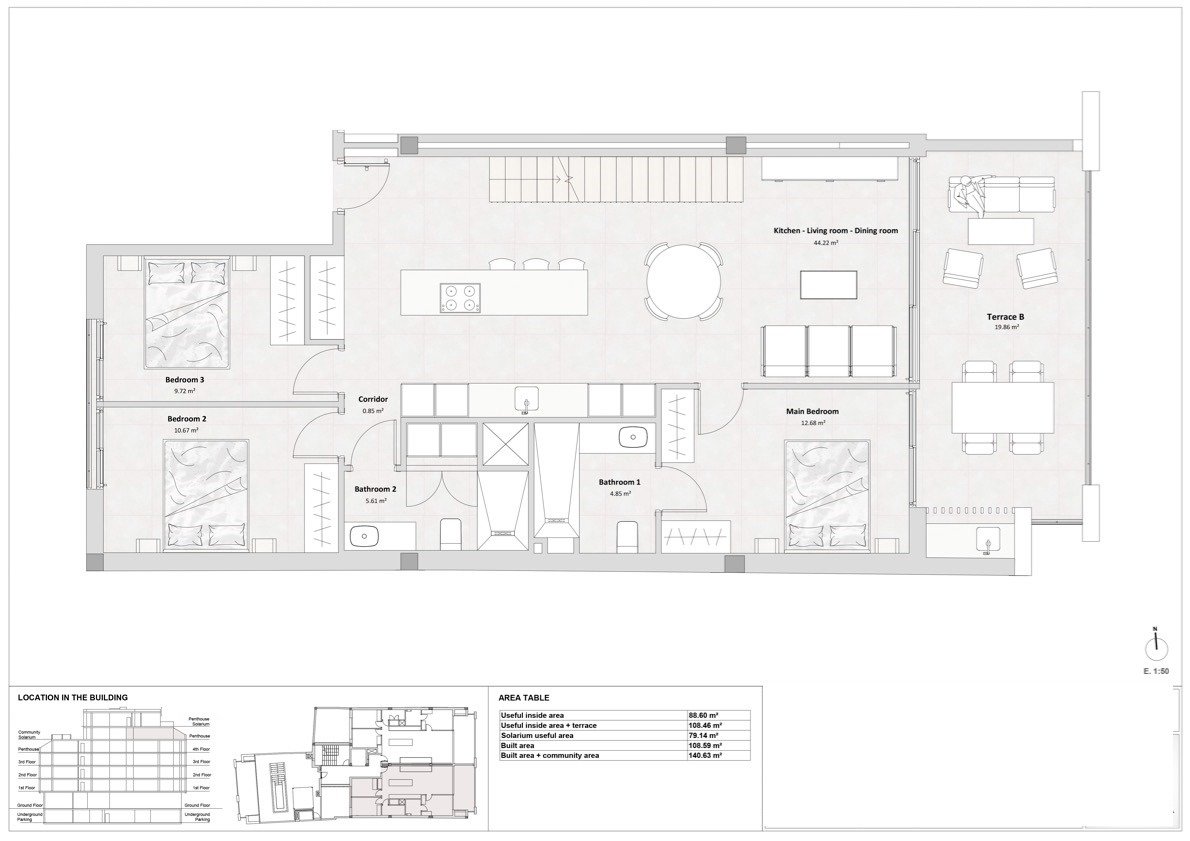 Penthauss Torrevieja, Alicante, Spānijā 3 istabas, 91 m2 Nr. 111440