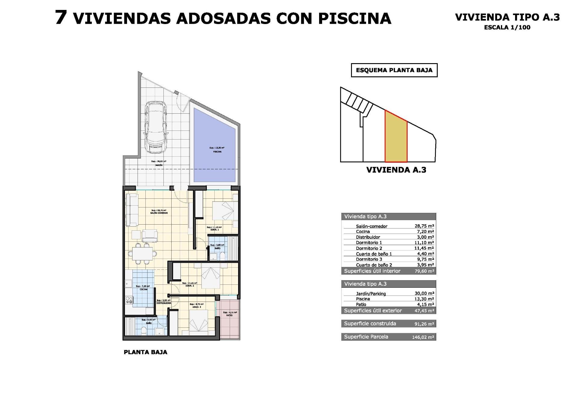 Bungalow w Pilar de la Horadada, Alicante, Hiszpania 3 sypialnie, 91 mkw. nr 134285