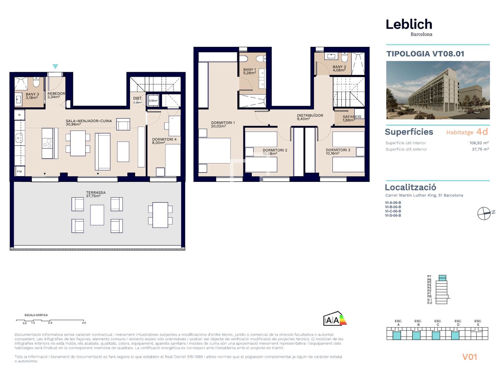 Penthouse à Barcelona, Espagne 4 chambres, 148 m2 No. 150620