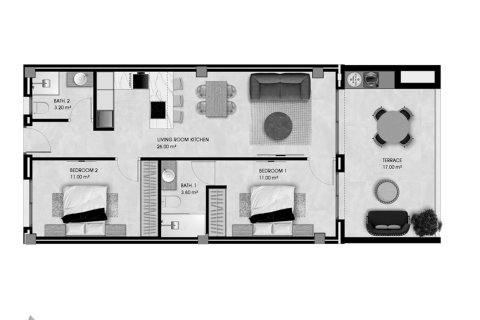 Layout 2 bedrooms, 78,3 sq.m. in Pinet Beach II in Elche, Alicante, Spain No. 155122