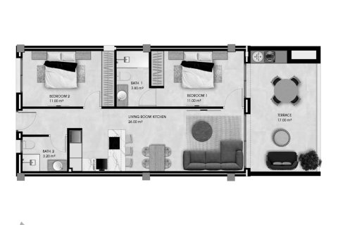 Layout 2 bedrooms, 78,3 sq.m. in Pinet Beach II in Elche, Alicante, Spain No. 155124