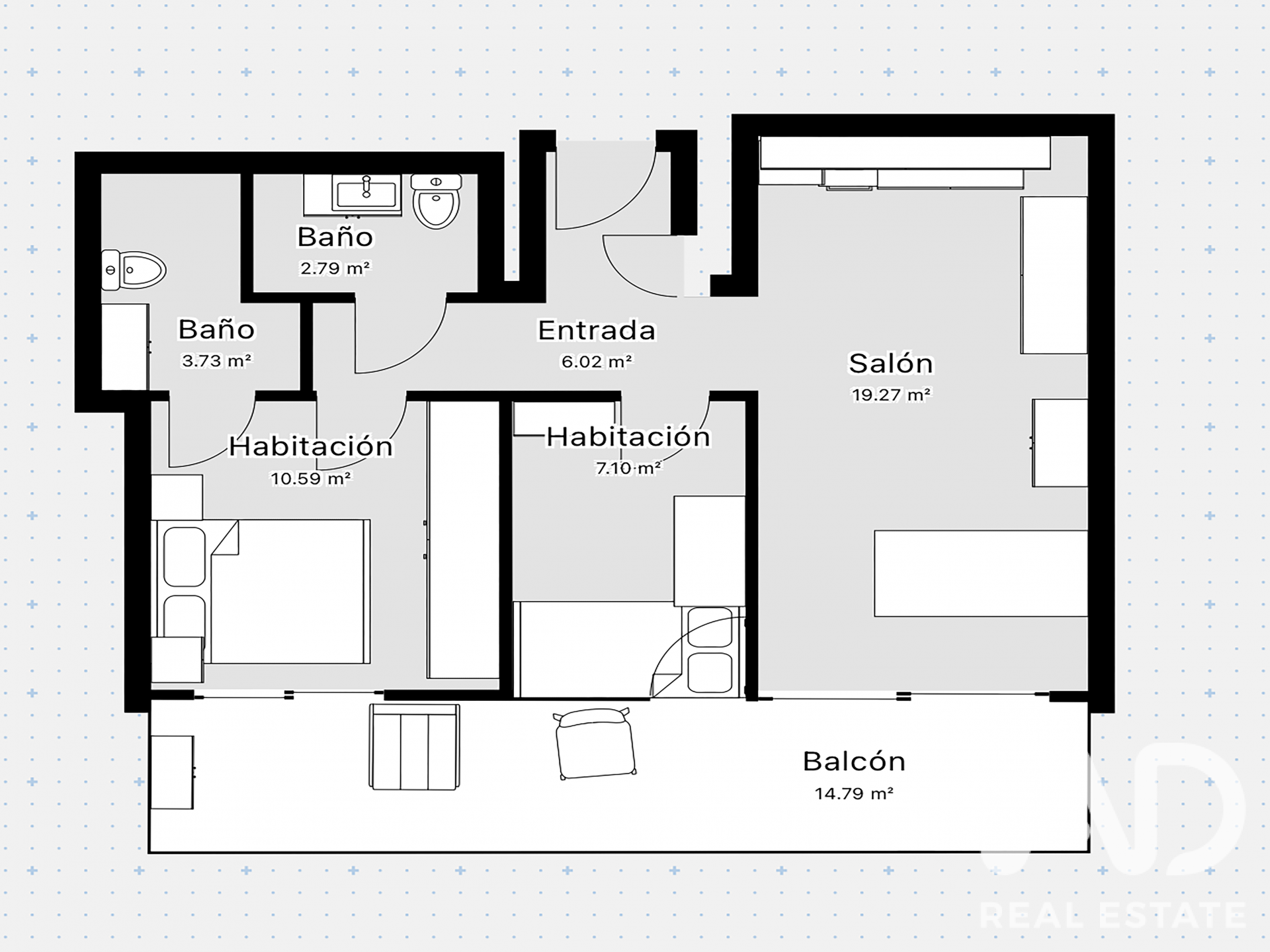 Wohnung in Barcelona, Spanien 2 Schlafzimmer, 61 m2 Nr. 195100