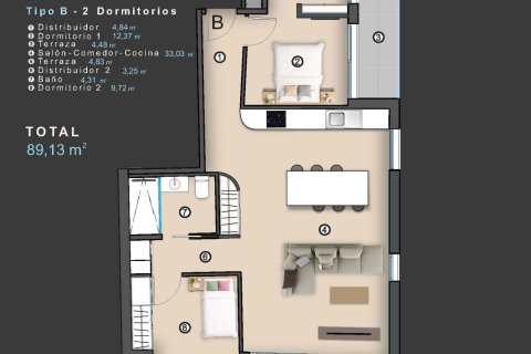Huoneisto myytävänä Torrevieja, Alicante, Espanja, 2 makuuhuonetta, 79 m2 No. 170320 - kuva 9