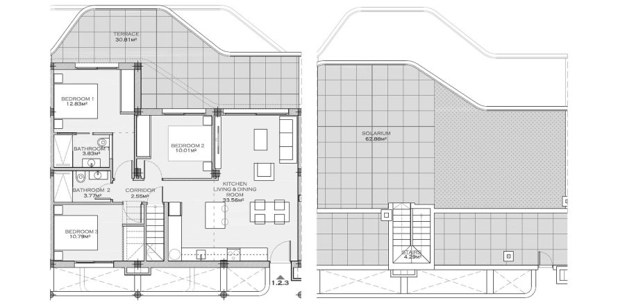 Apartment floor plan «3BR-1», 3 bedrooms in SERENA BREEZE 3