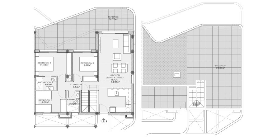 Apartment floor plan «3BR-2», 3 bedrooms in SERENA BREEZE 3