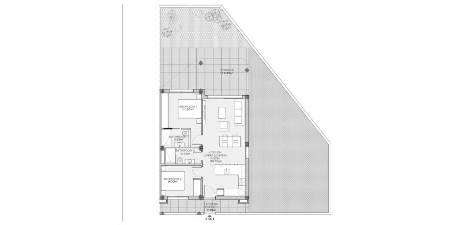 Apartment floor plan «2BR-3», 2 bedrooms in SERENA BREEZE 3