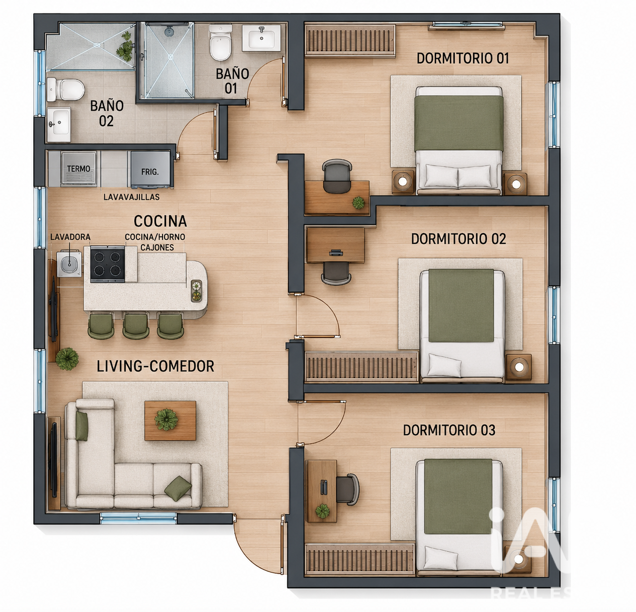 Apartment à Madrid, Espagne 3 chambres, 74 m2 No. 195094
