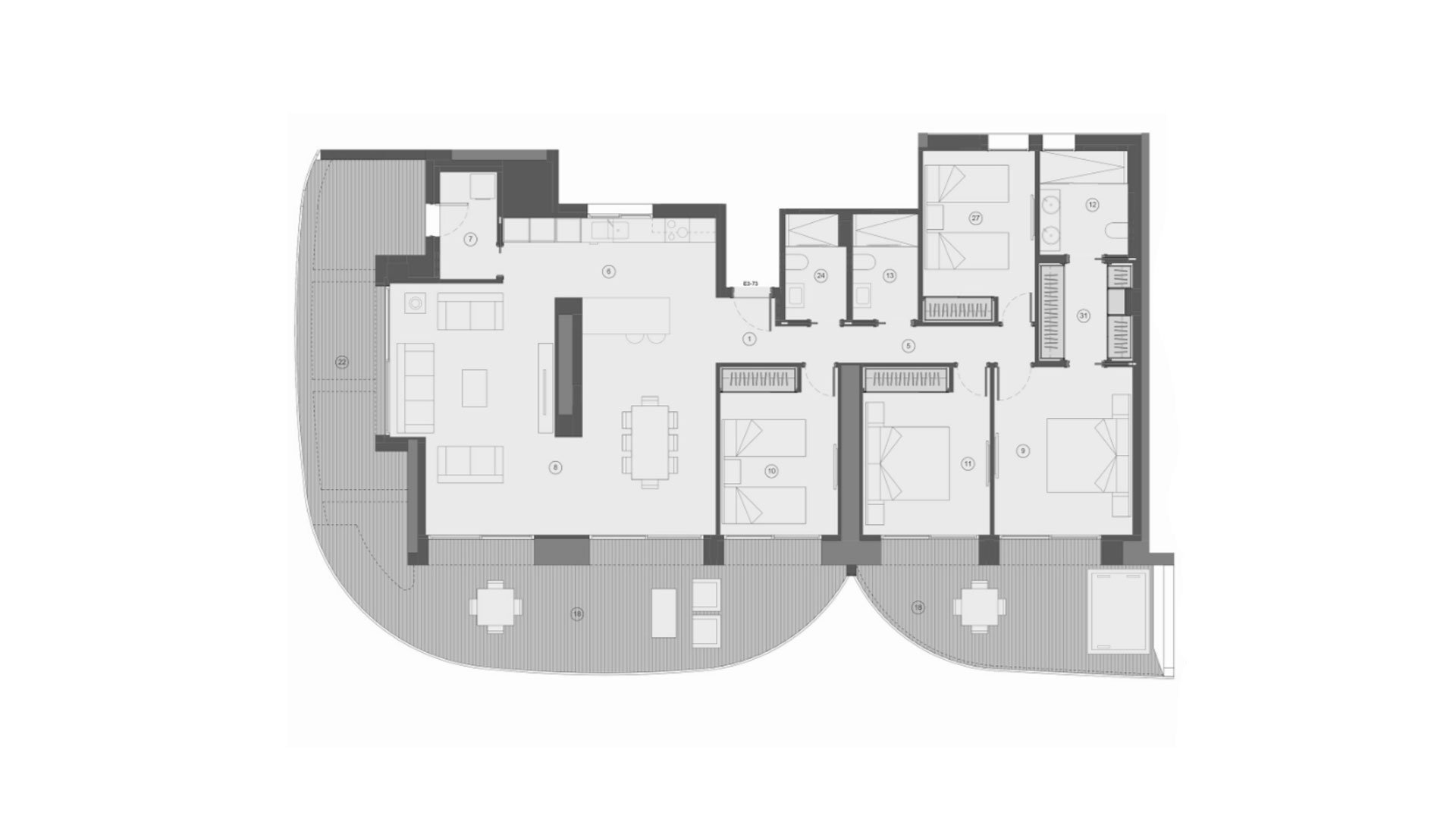 Huoneisto TM Tower, Benidorm, Alicante, Espanja 4 makuuhuonetta, 227 m2 No. 146949