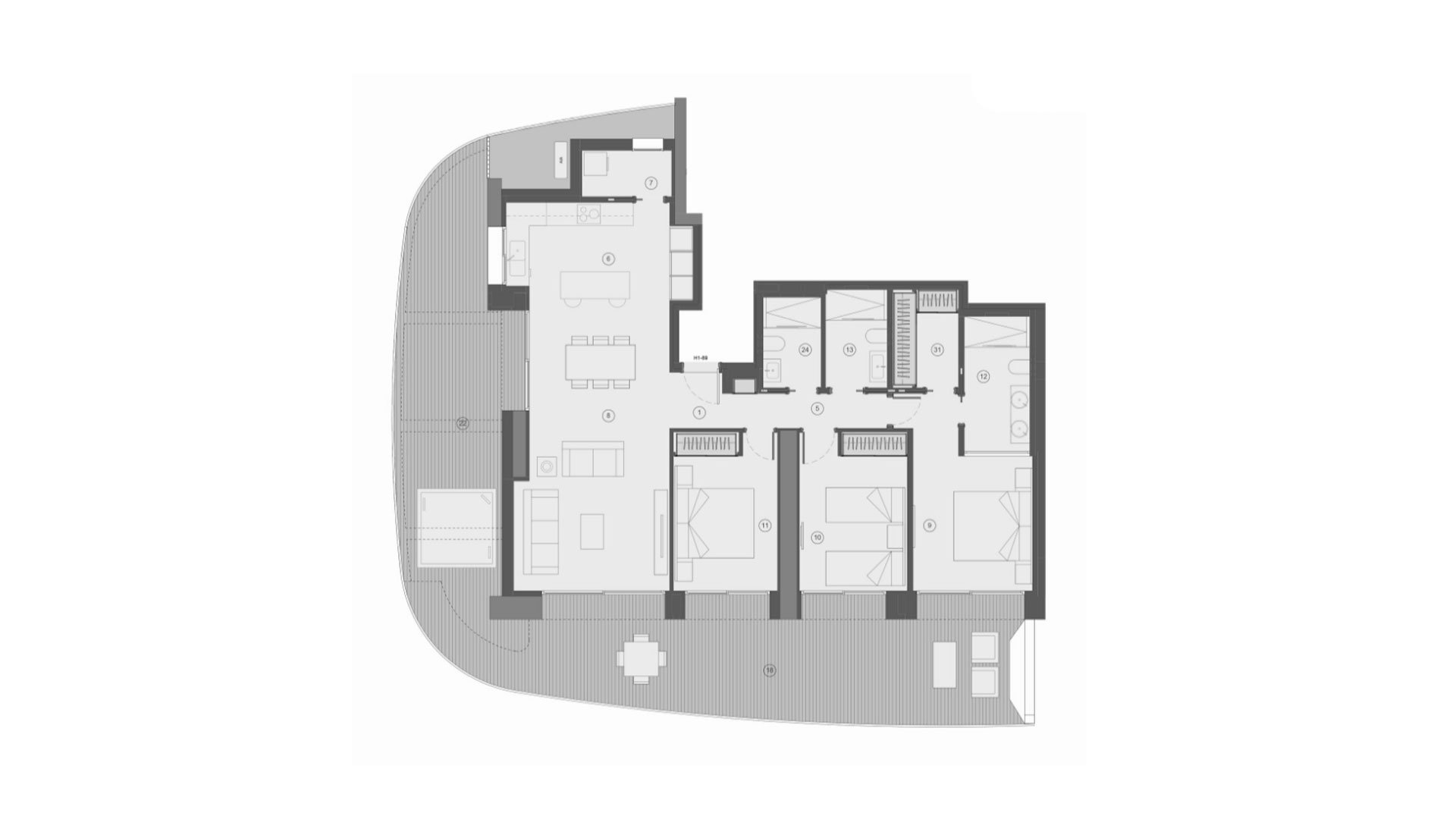 Apartament w TM Tower, Benidorm, Alicante, Hiszpania 3 sypialnie, 209 mkw. nr 146948