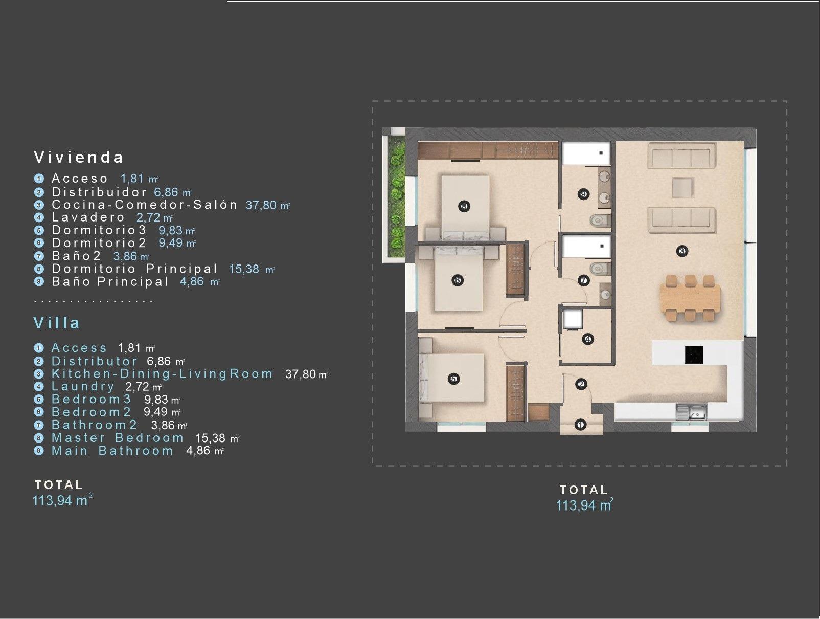 Villa i Urbanizacion Las Filipinas, Alicante, Spanien 3 sovrum, 113 kvm. Nr. 149258