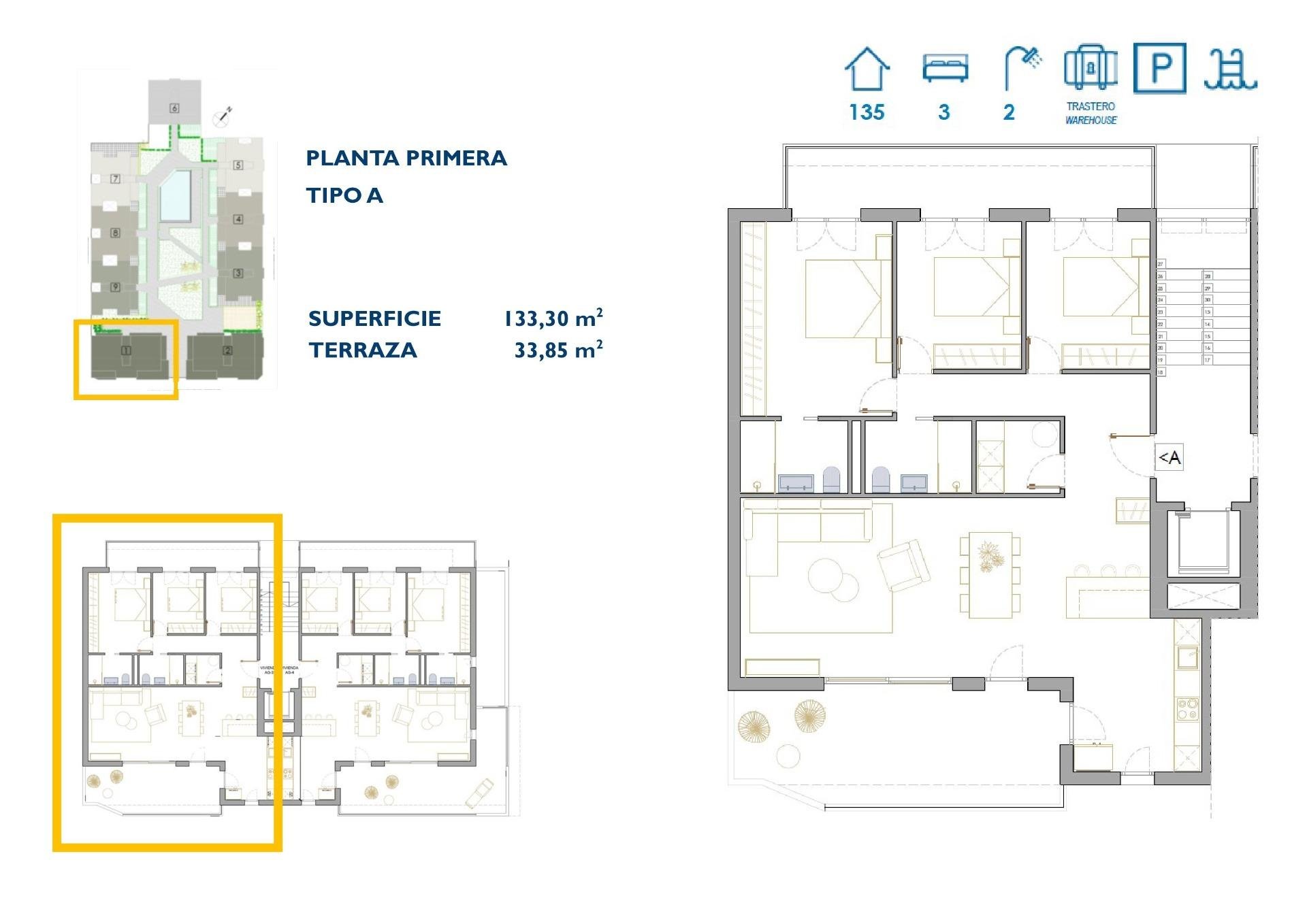 Apartamento en San Pedro del Pinatar, Murcia, España 3 dormitorios, 133 m2 No. 142241