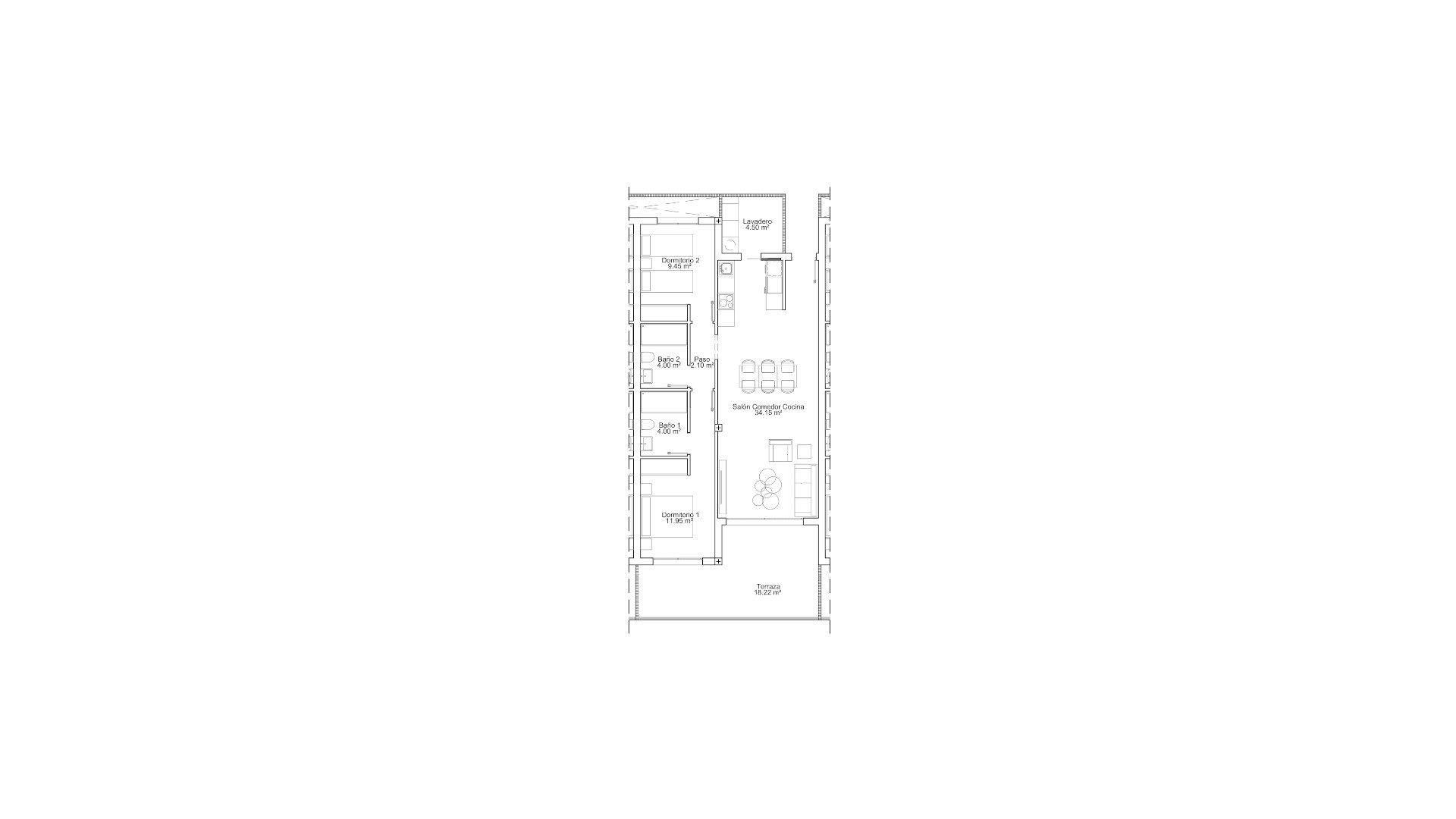 Apartment en AIRES DEL MEDITERRANEO 4, Pilar de la Horadada, Alicante, Espagne 2 chambres, 108.52 m2 No. 166764