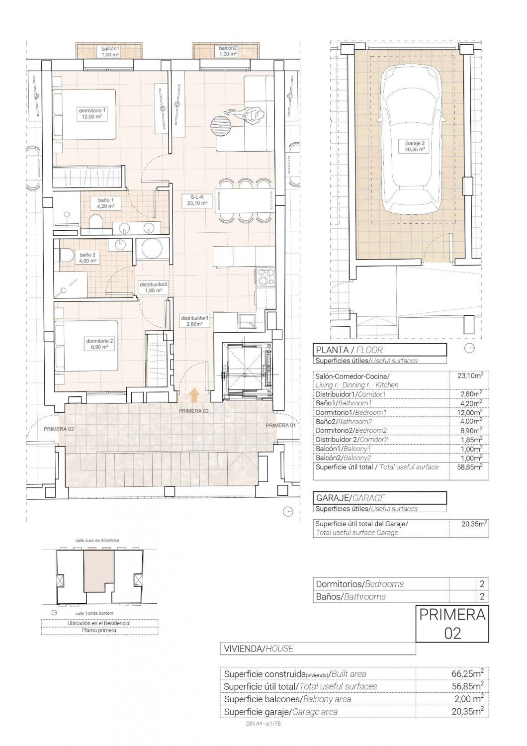 Apartment à Hondon De Las Nieves, Alicante, Espagne 2 chambres, 66 m2 No. 113673