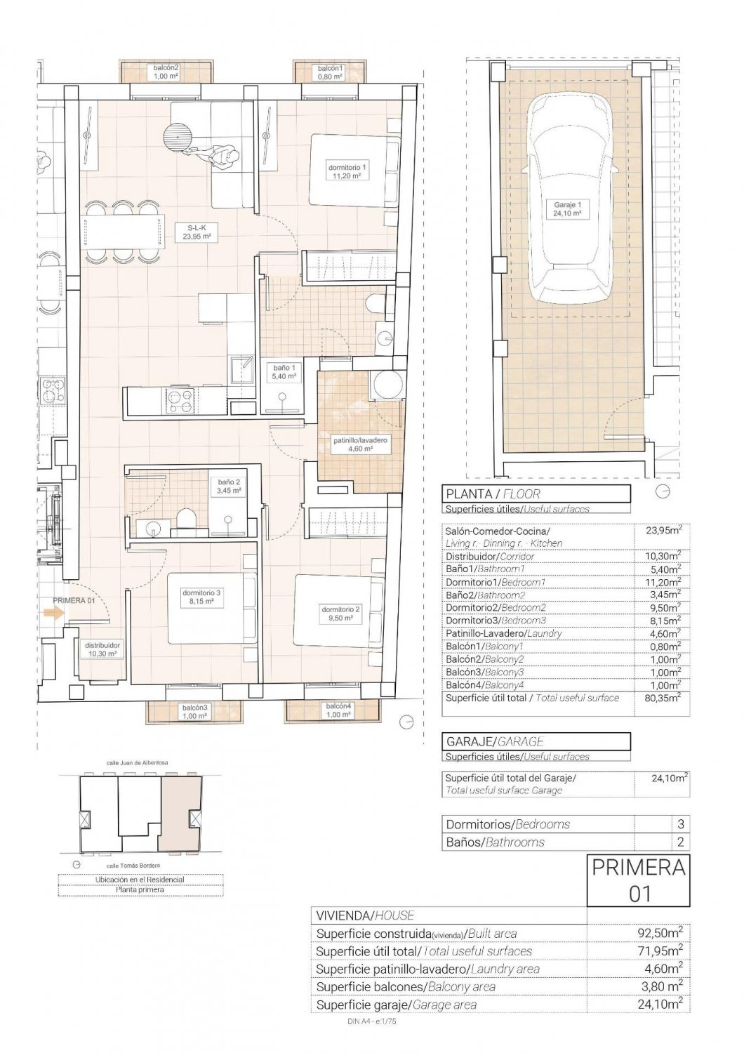 Lägenhet i Hondon De Las Nieves, Alicante, Spanien 3 sovrum, 92 kvm. Nr. 113672