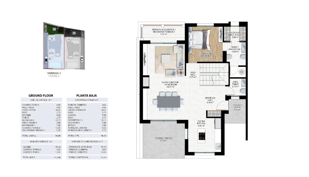 Villa i Alicante, Spanien 3 sovrum,  Nr. 145206