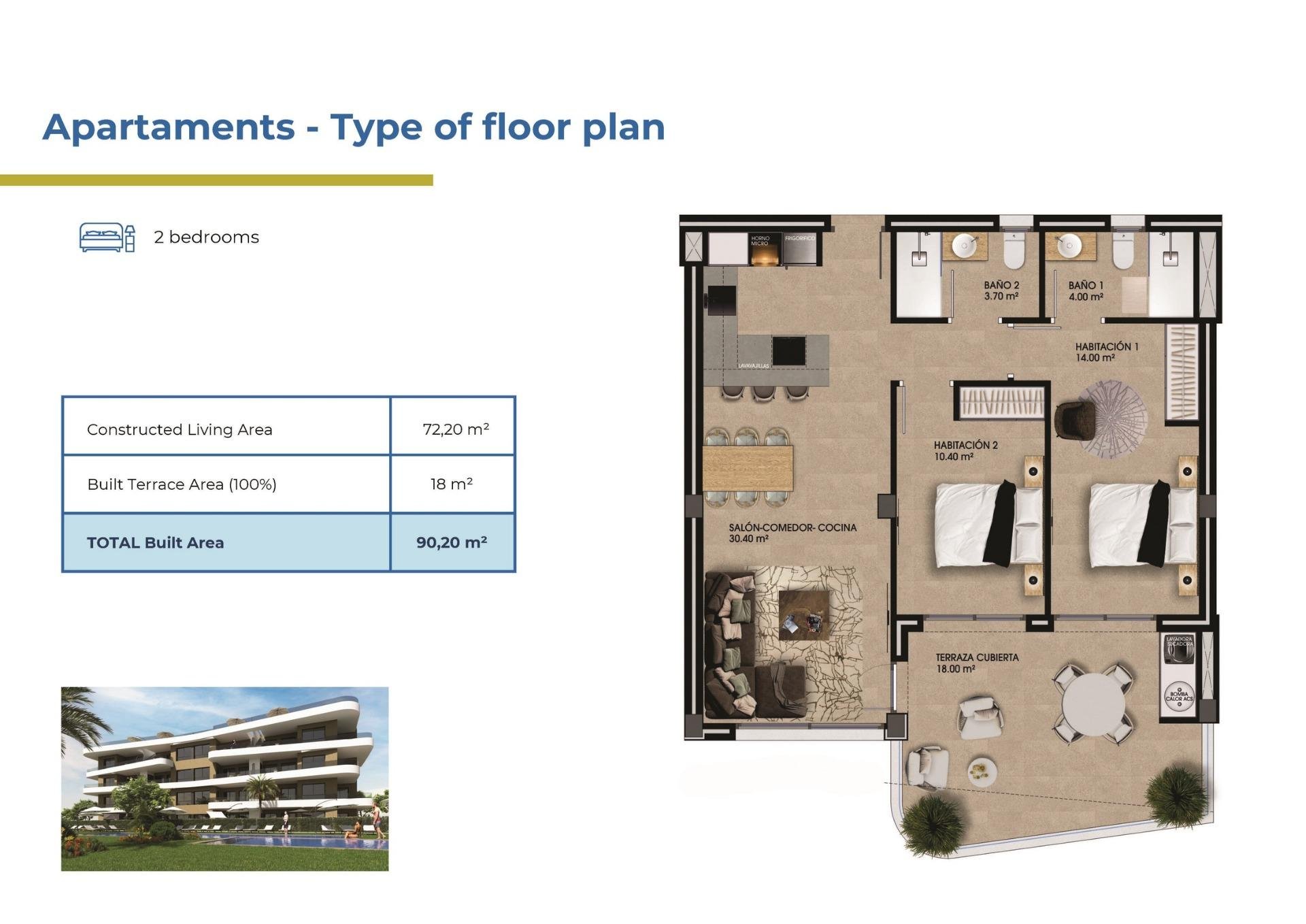 Apartment in Alicante, Spain 2 bedrooms, 72 sq.m. No. 111271