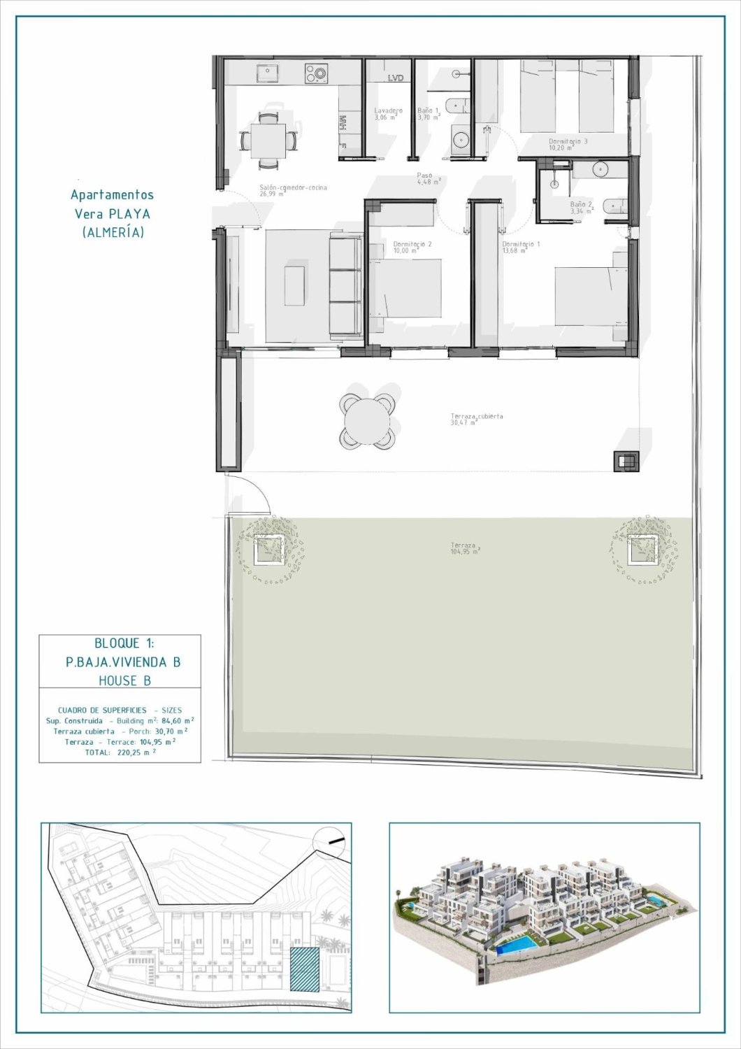 Appartamento a Almeria, Spagna 3 camere da letto, 84 mq. N° 161277
