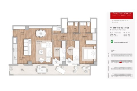 Huoneisto myytävänä Barcelona, Espanja, 3 makuuhuonetta, 86 m2 No. 159430 - kuva 6