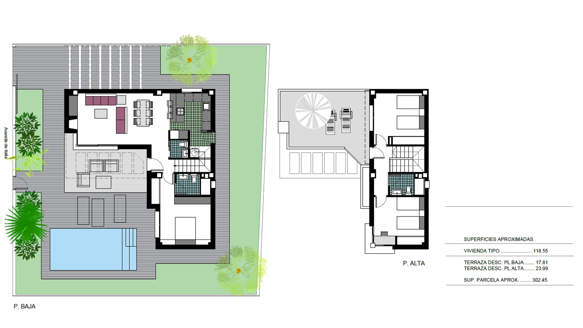 Villa in Lago Di Como, Mil Palmeras, Alicante, Spanien 3 Schlafzimmer, 118.55 m2 Nr. 74752