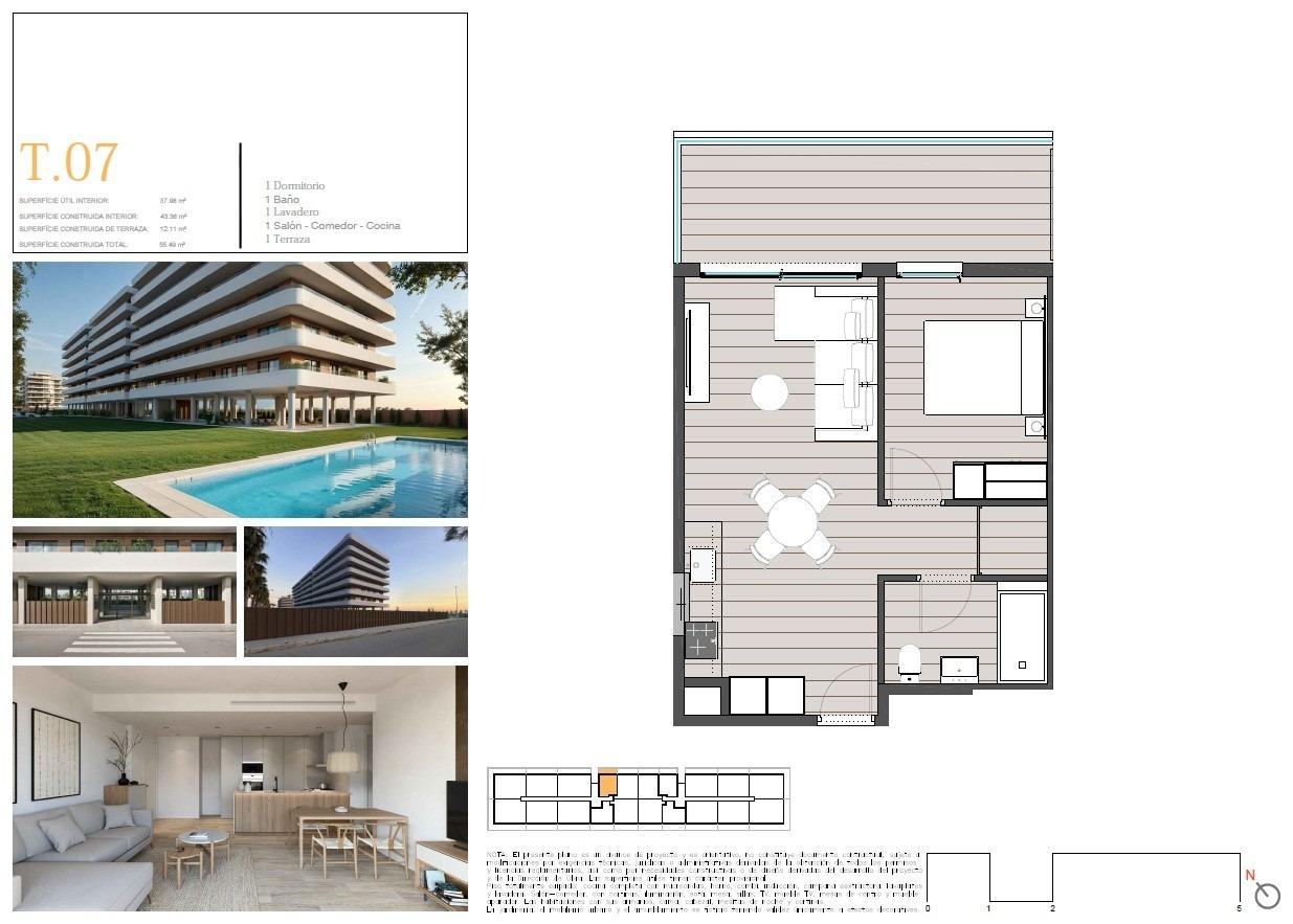 Apartment à Moncofa, Castellon, Espagne 1 chambre, 43 m2 No. 183459
