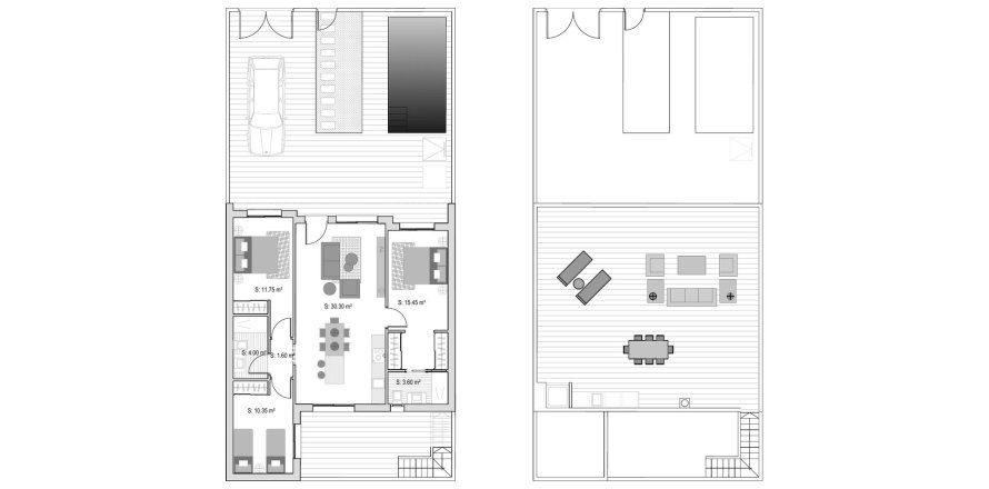 Townhouse floor plan «3BR-1», 3 bedrooms in La Pinada Nature Resort