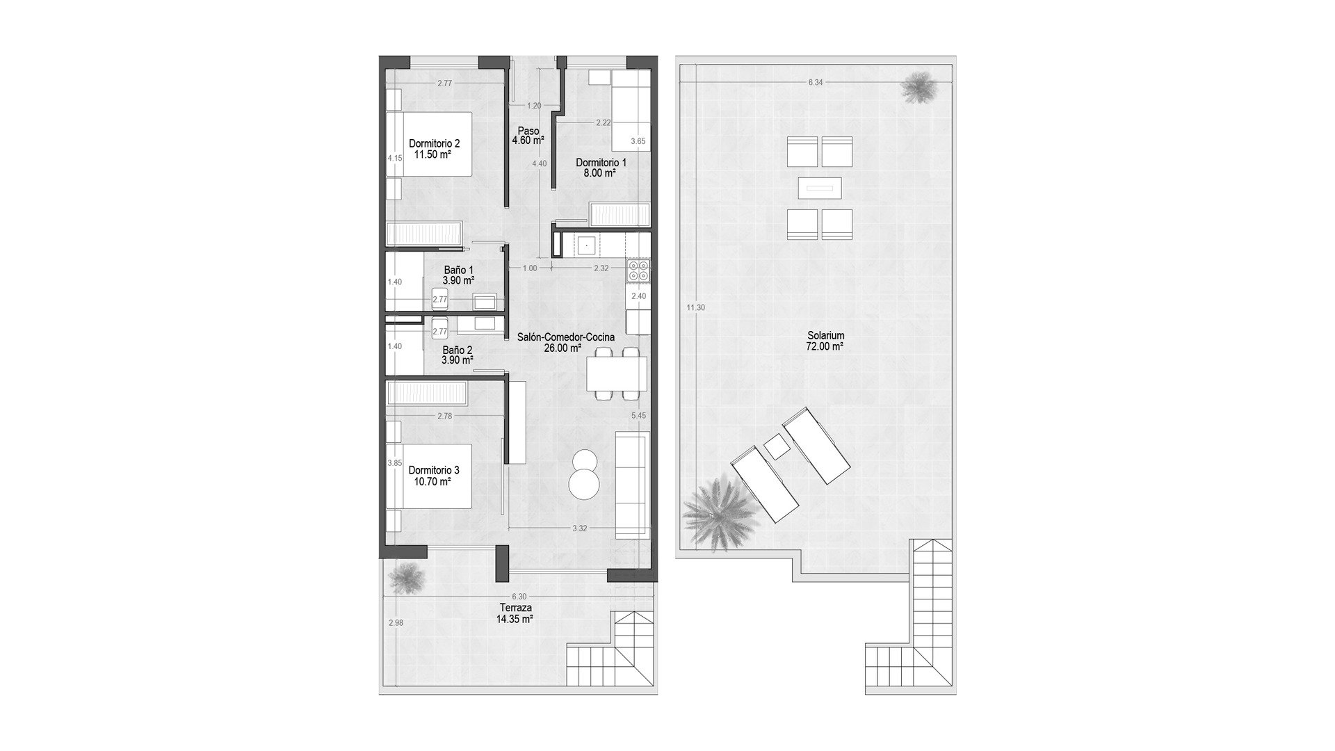 Penthauss VILLAMAR TOURISTIC APARTMENTS VII, Santiago de la Ribera, Murcia, Spānijā 3 istabas, 68.6 m2 Nr. 178359