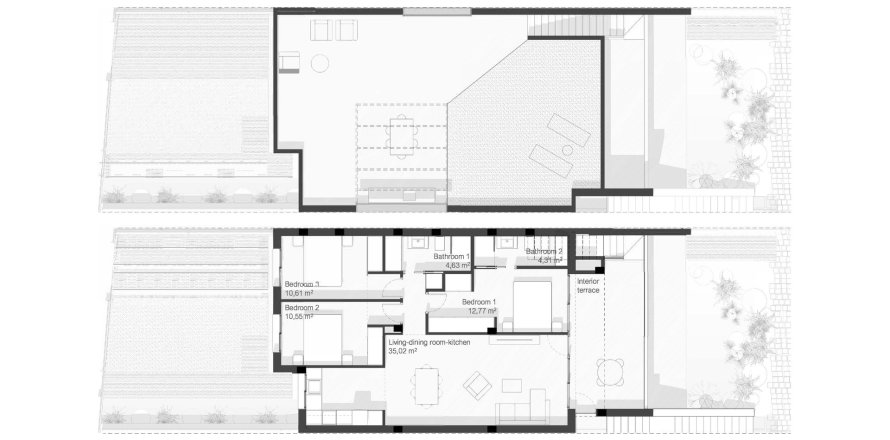 Планировка Пентхауса «3BR-2» 3 спальни в ЖК RODA RESIDENCES